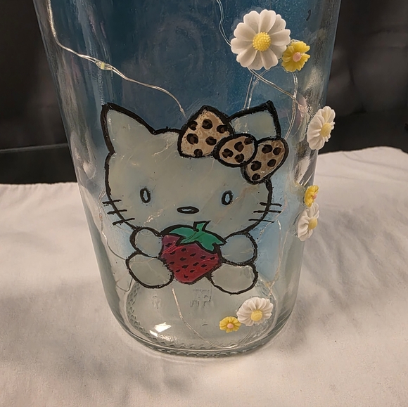 Hand-Painted Upcycled LED Bottle Light (Custom Order Example) - Picture 3 of 7